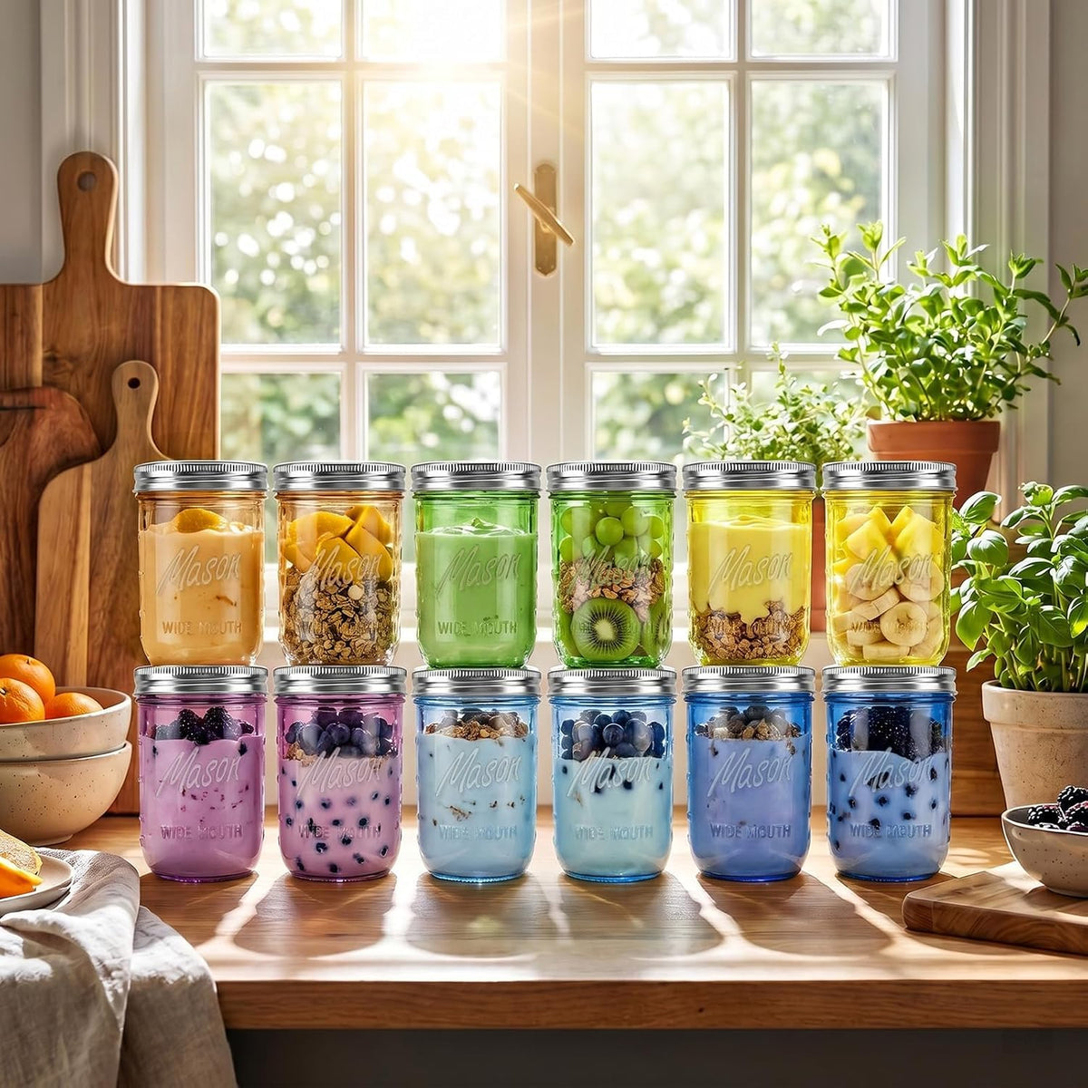 12 Pack 16 oz Wide Mouth Mason Jars with Lids H720