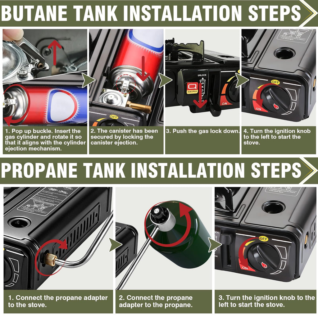 Portable Dual Fuel Single Burner Camping Stove I47483