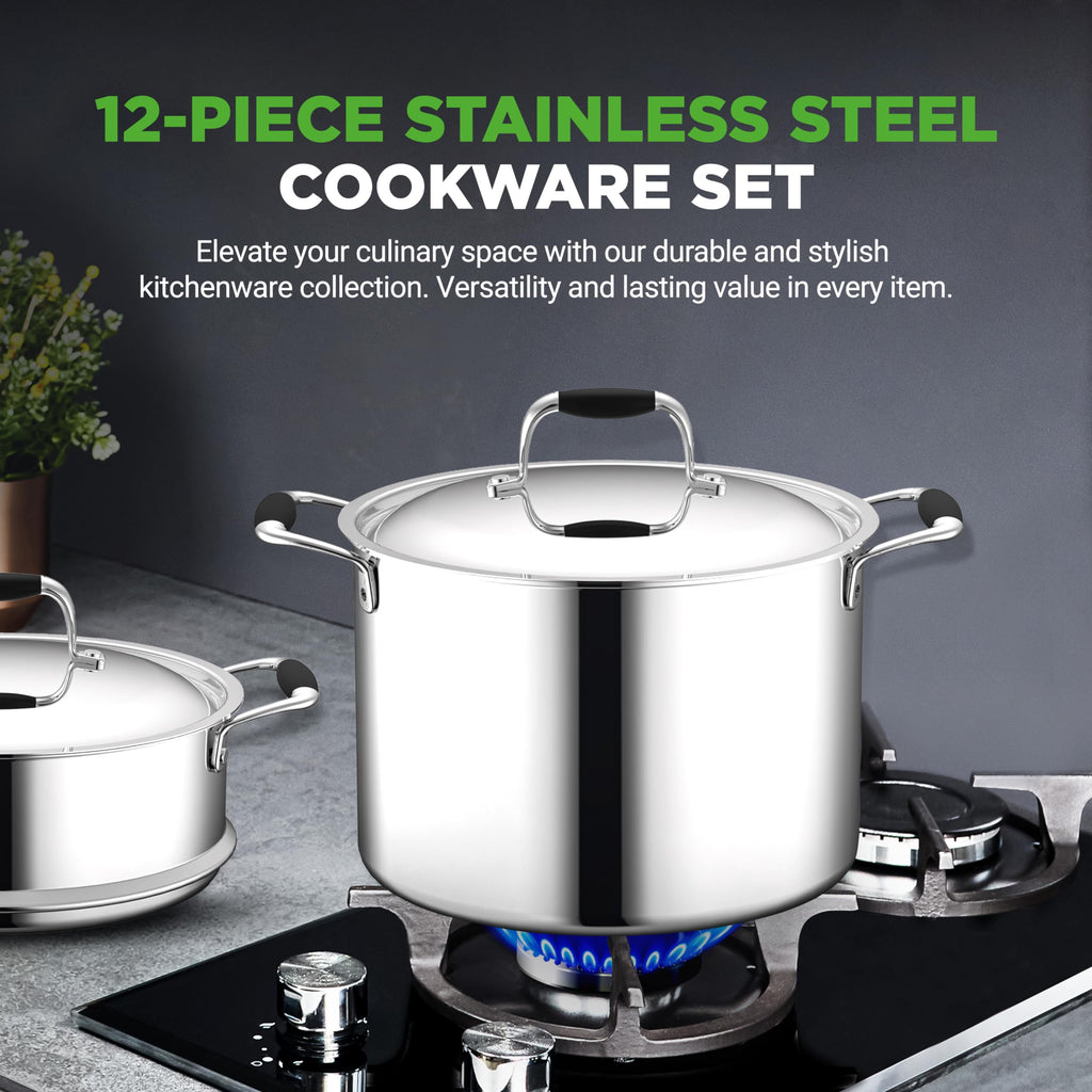 12-Piece Stainless Steel Non-Stick Cookware Set R6116