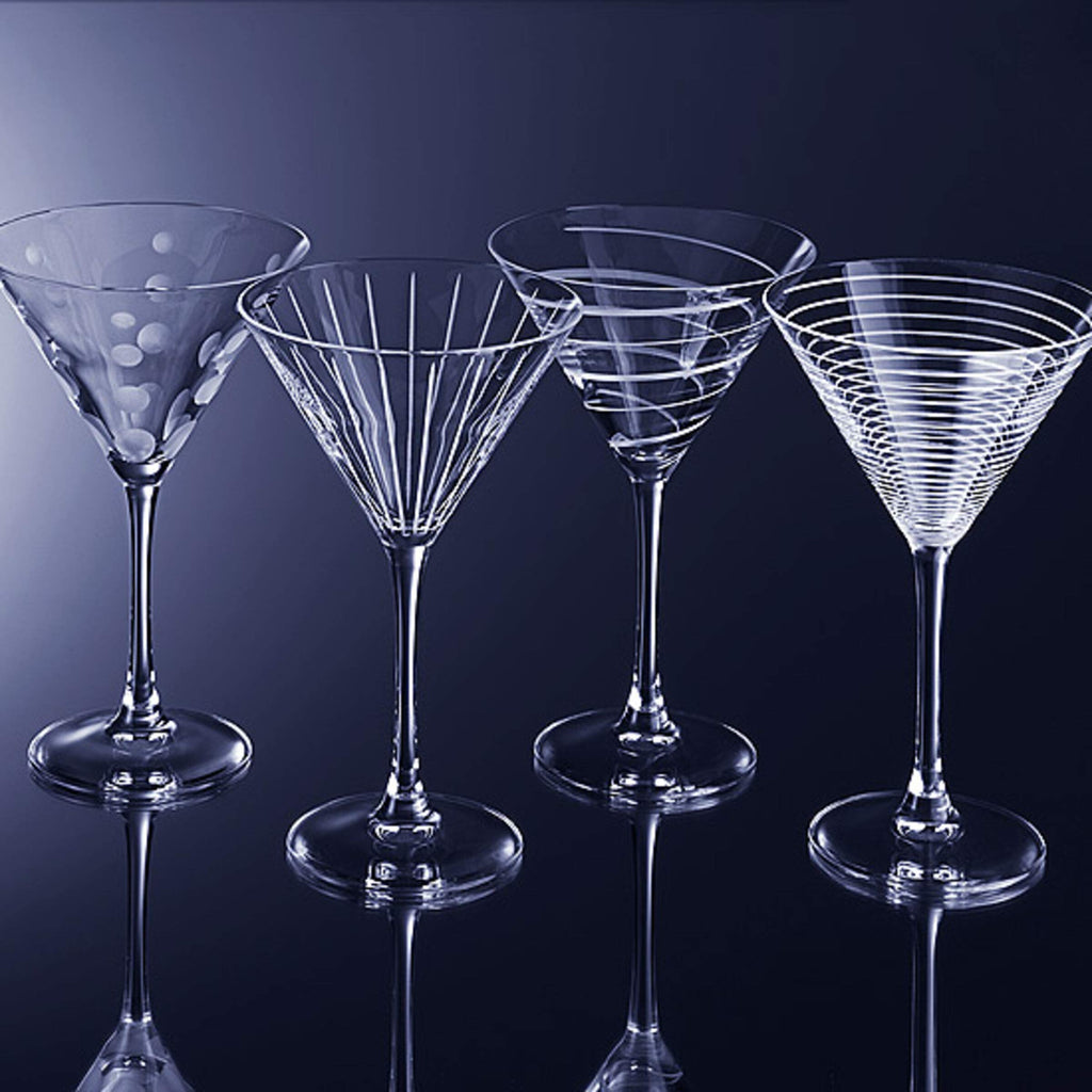 10-Ounce Etched Clear Glass Martini Glasses Set of 4 M33082