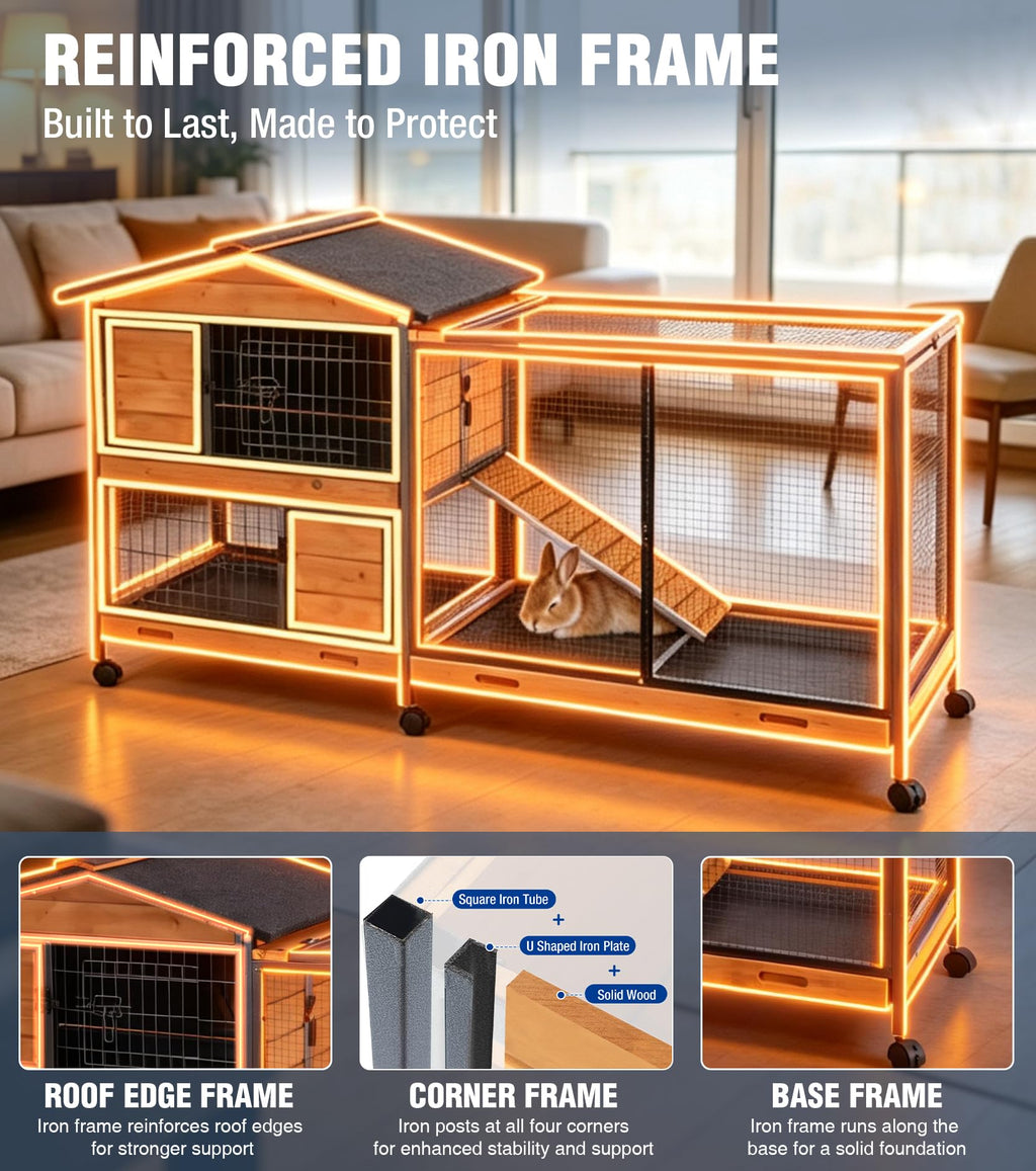 Extra Large Wooden Rabbit Hutch on Wheels R6323