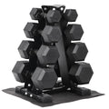 Rubber Coated Hex Dumbbell Weight Set with Rack G66159