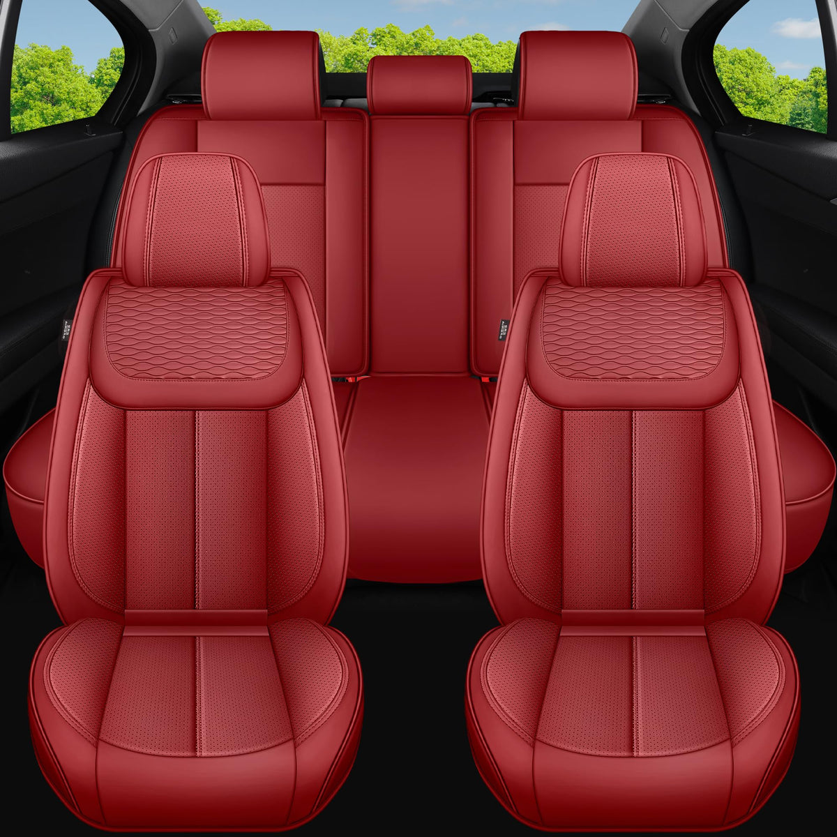 Red 5 Seat Car Seat Covers Full Set Q3417