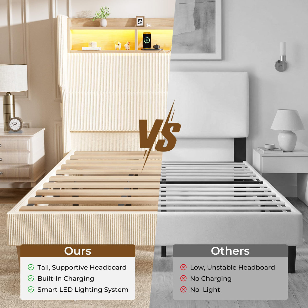 Queen Size Bed Frame with Tall Headboard P53404