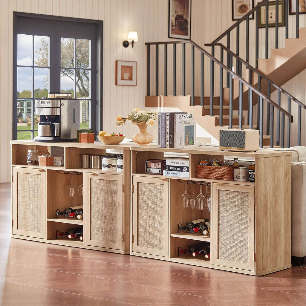 Rattan Wine Bar Cabinet with Storage T4250