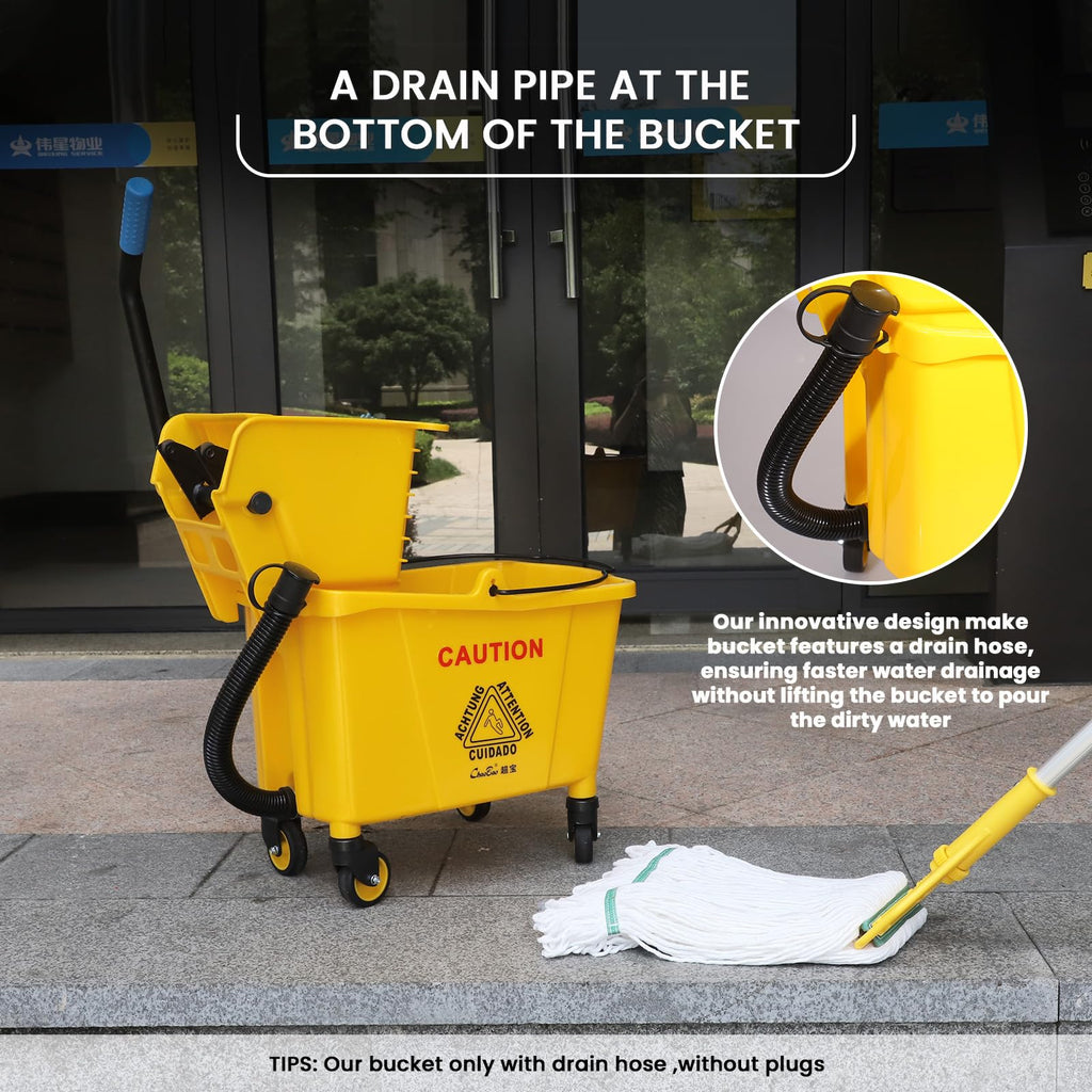 35Qt Mop Bucket with Wringer and Drain Hose P15364