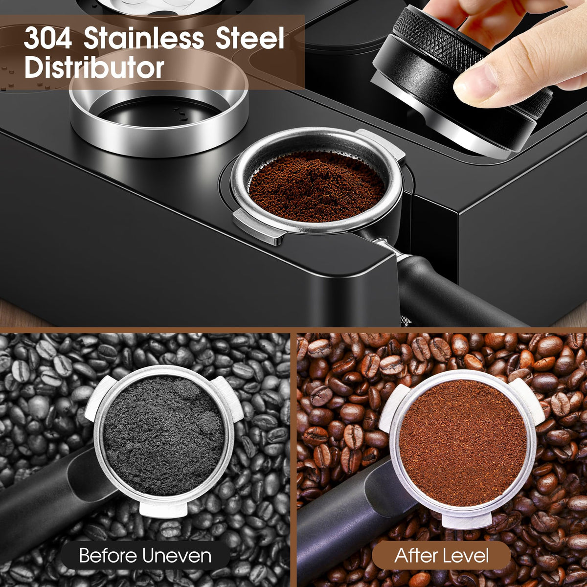 51mm Espresso Accessories Kit, Tamping Station, Knock Box, Tamper P761