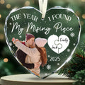 Personalized Couple Heart Glass Ornament L6693