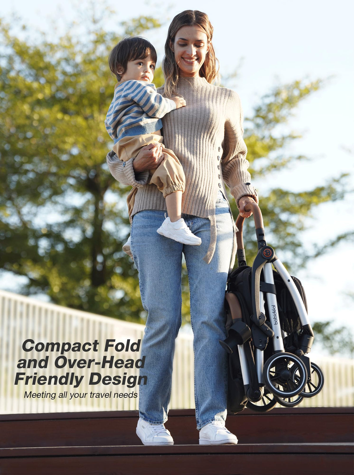 Lightweight Self-Folding Baby Stroller with Canopy and Cup Holder V6626