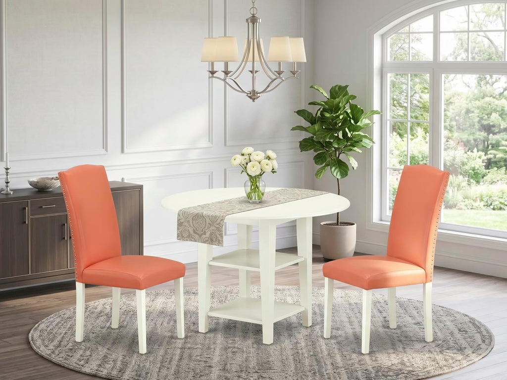 3 Piece Dining Table Set with 2 Faux Leather Chairs W193