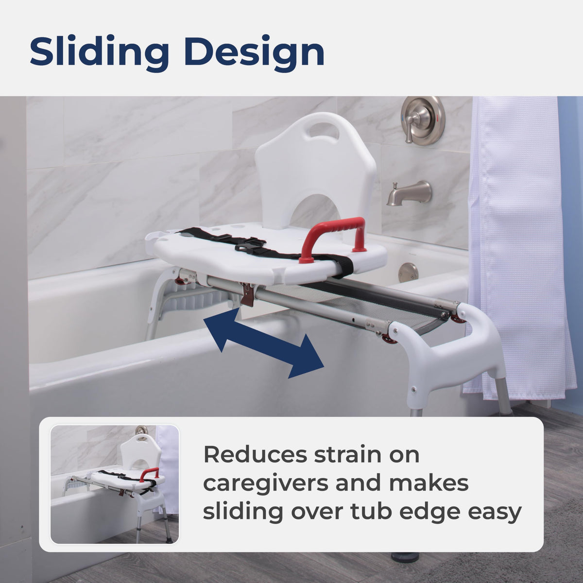 Adjustable Height Sliding Bathtub Transfer Bench Shower Chair O687