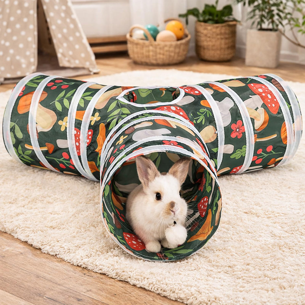 Collapsible 3 Way Rabbit Tunnel with Chew Toy Q526