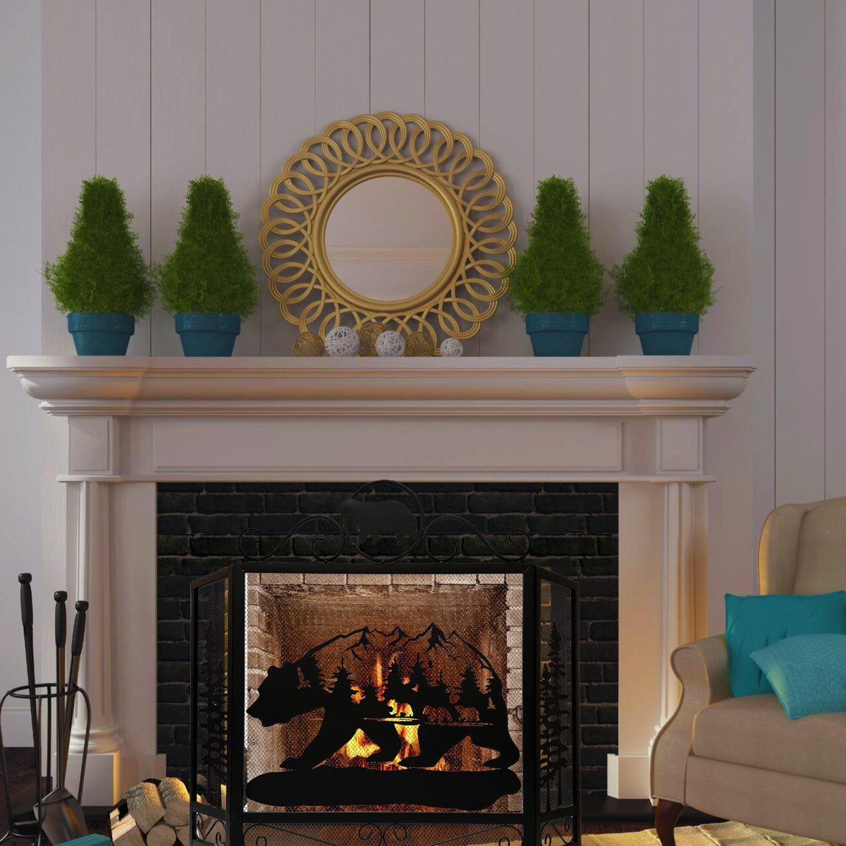 3-Panel Fireplace Screen X4838