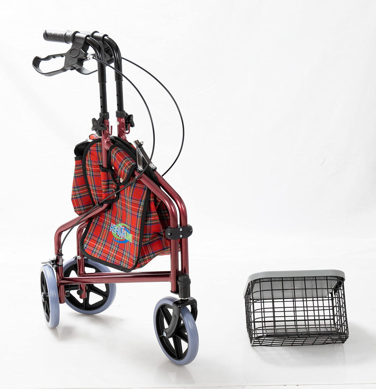Aluminum 3 Wheels Foldable Rollator Walker with Basket L4201