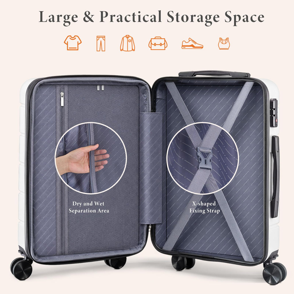 20 Inch White Hard Shell Suitcase B641312