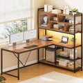 L Shaped Computer Desk with Storage Shelves O650