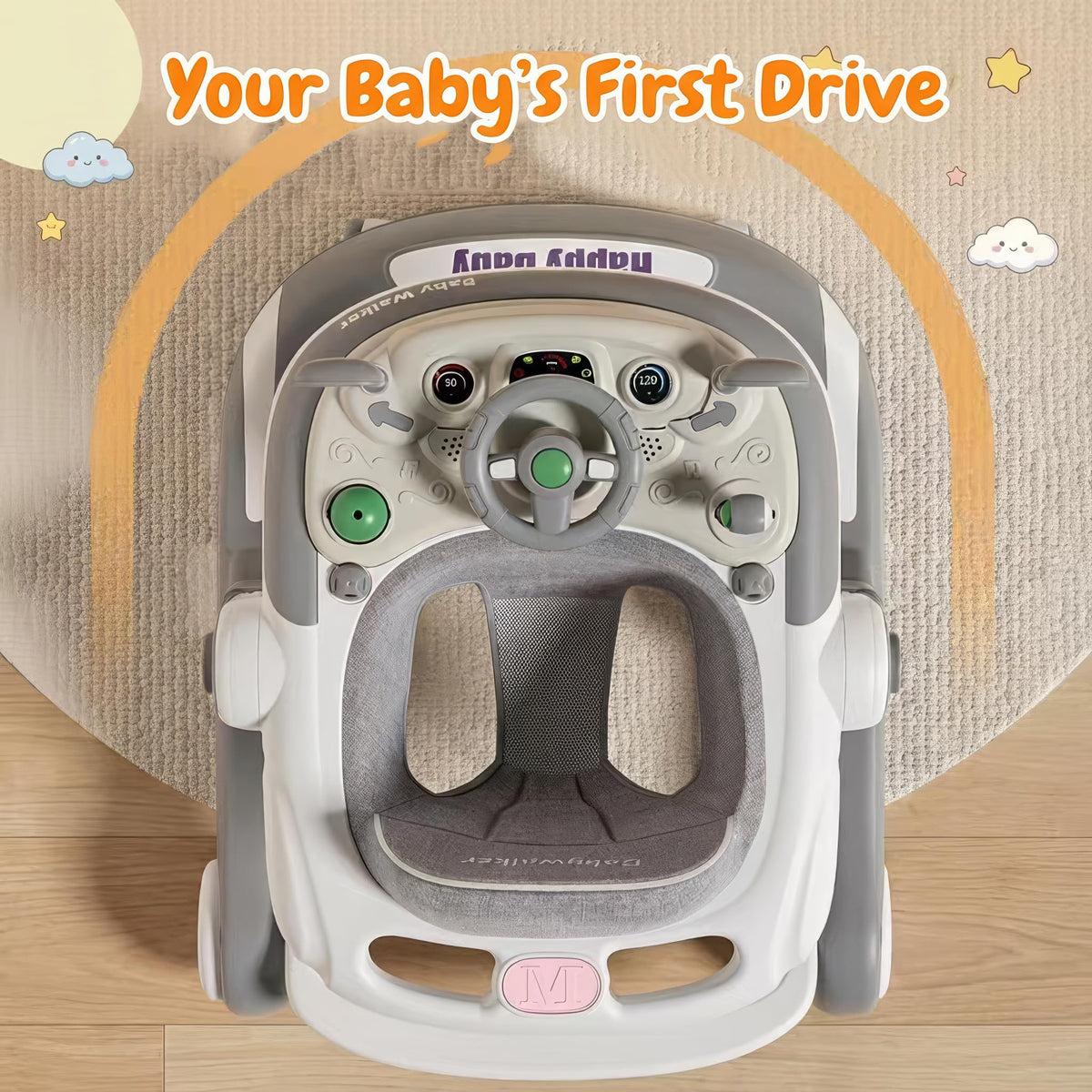 Foldable Baby Walker with Wheels and Bouncing Foot Mat Z99924