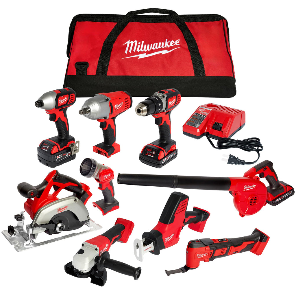 18-Volt Lithium-Ion Cordless 9-Tool Combo Kit with 2-Batteries O2328