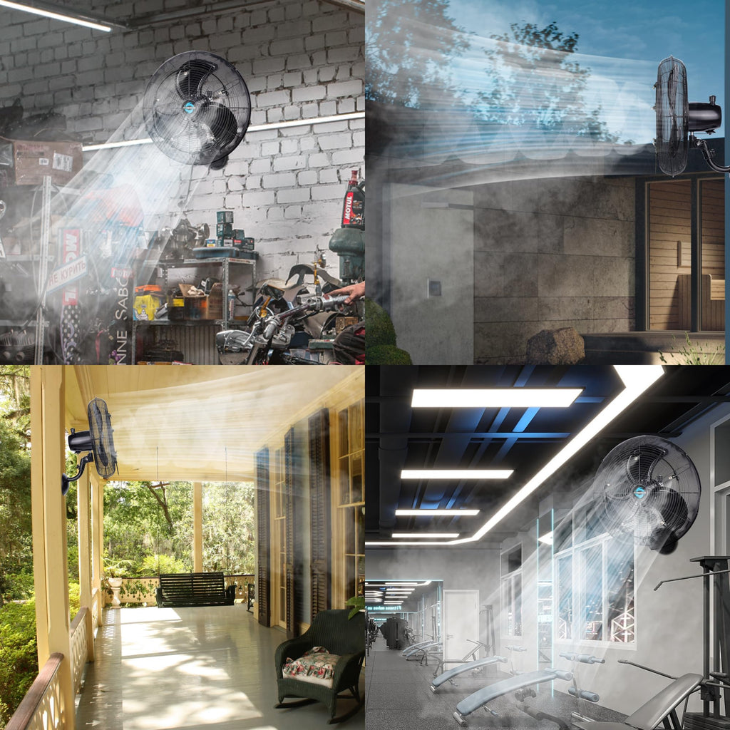 20 Inch Outdoor Wall Mount Fan with Misting Ring V309381