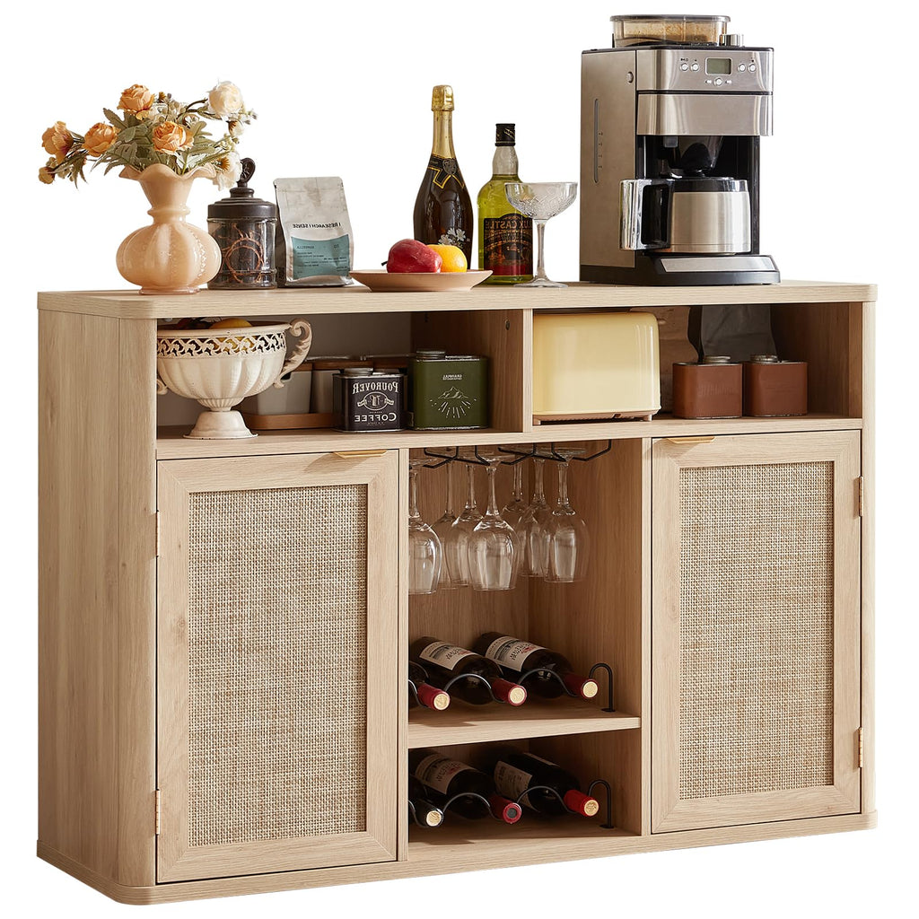 Rattan Wine Bar Cabinet with Storage T4250