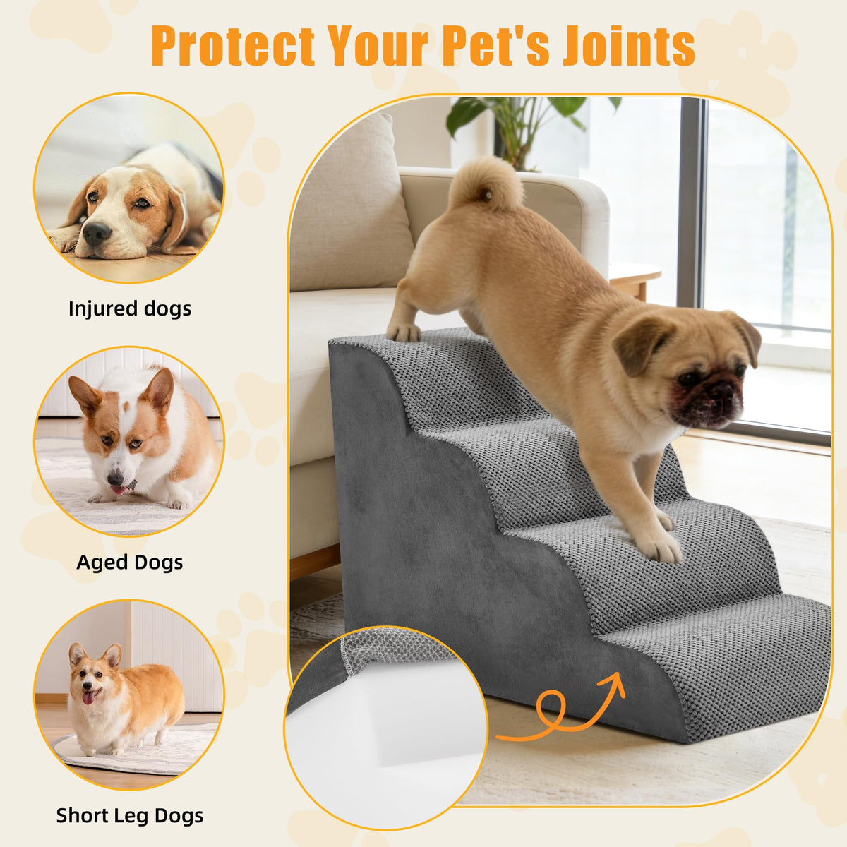 4-Step Grey Dog Stairs S263