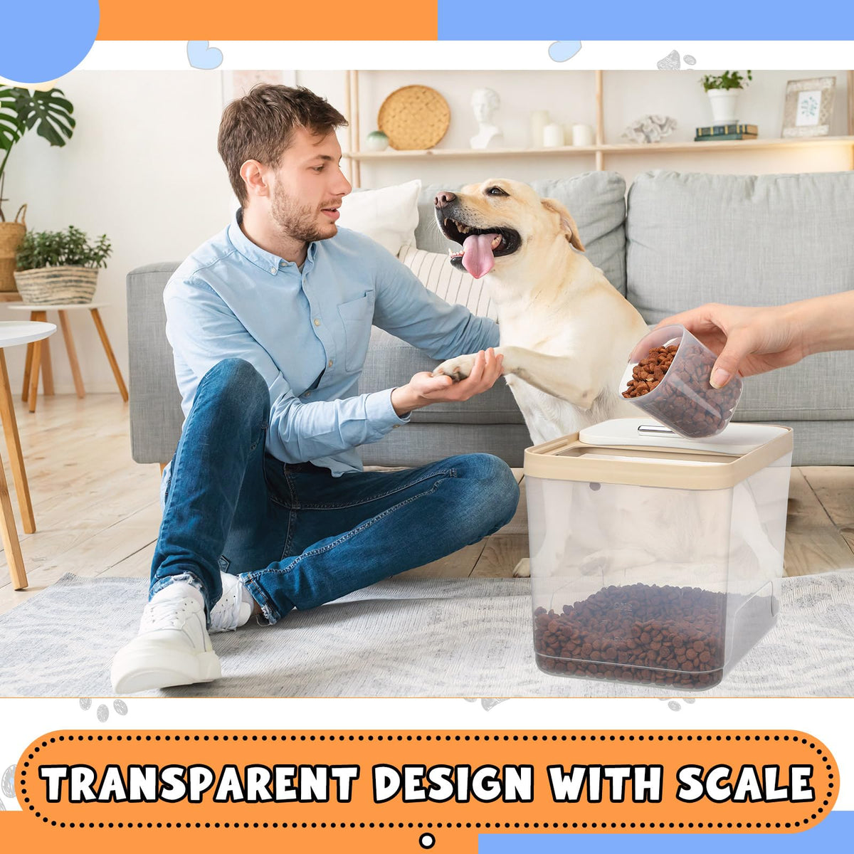 2 Pack 30 Lbs Airtight Dog Food Storage Container with Scoops V207