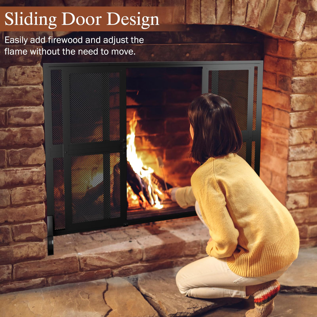 Fireplace Screen with Sliding Doors E88295