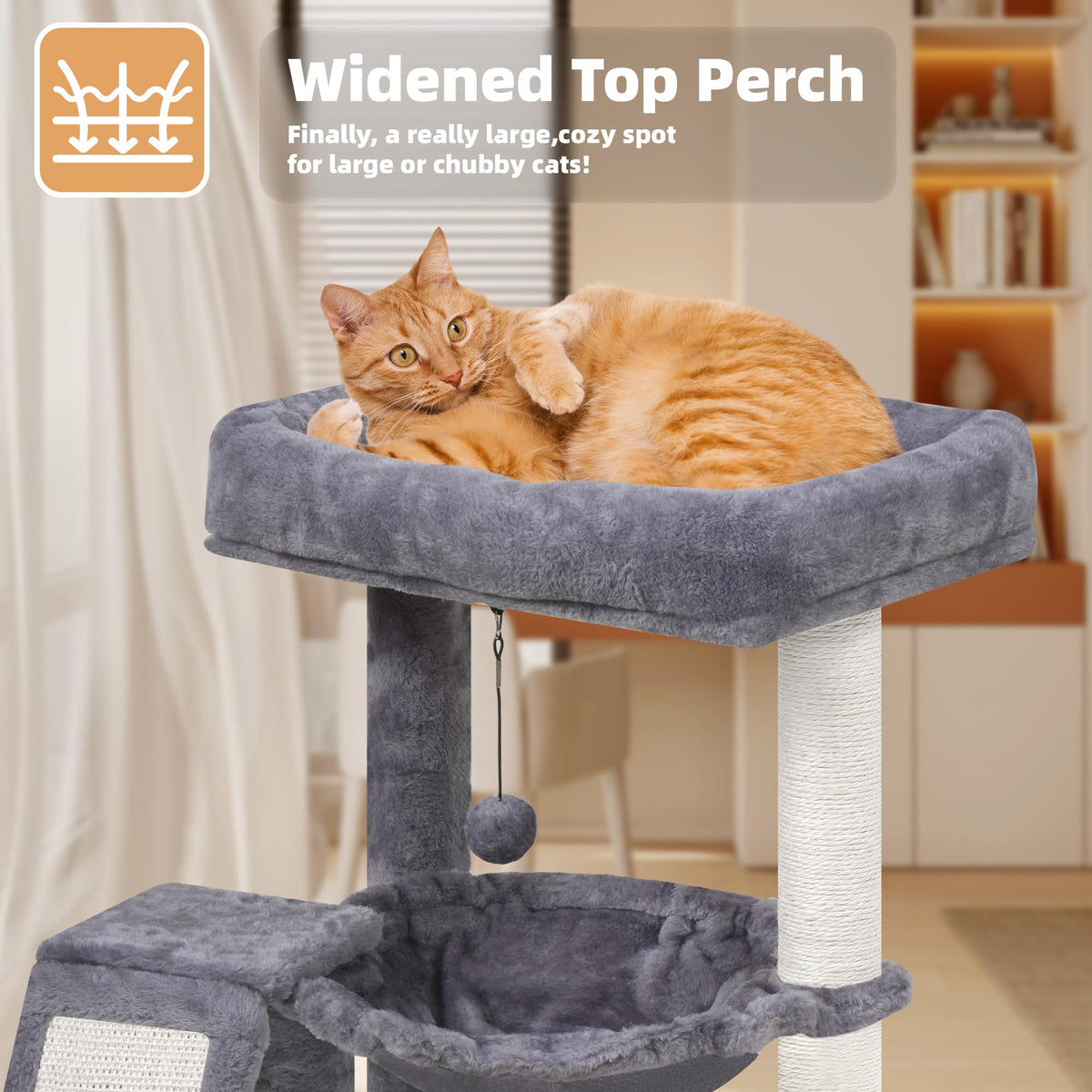 Cat Tree with Scratching Post and Hammock, Grey N655