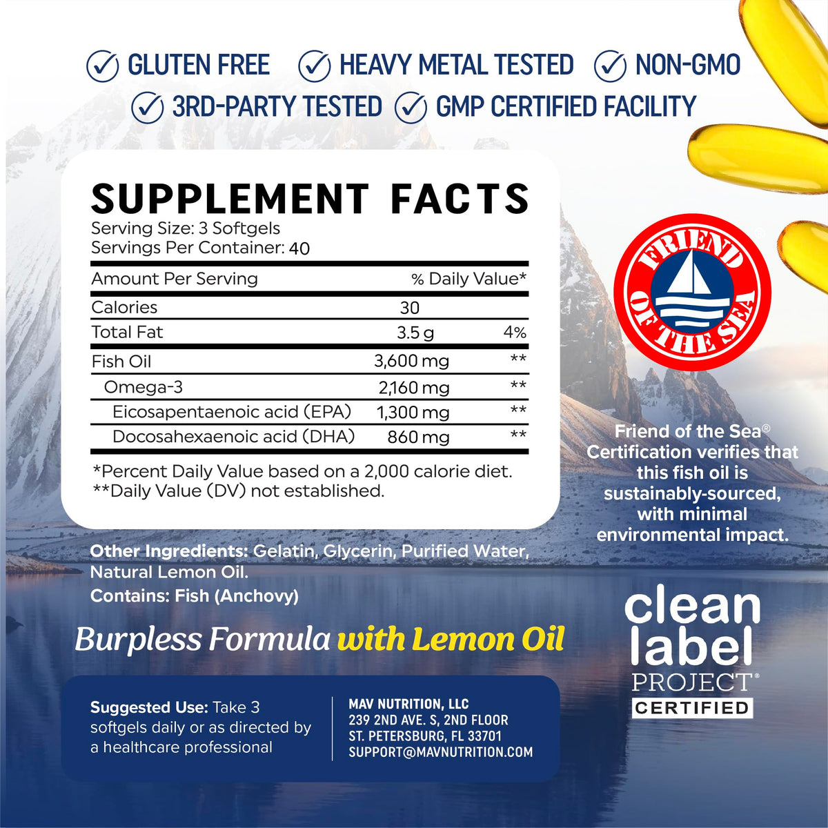 Omega 3 Fish Oil 3600 mg EPA & DHA L563467