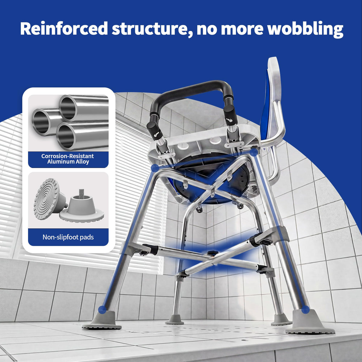 360° Swivel Shower Chair, 500 lbs Capacity, Height Adjustable E238