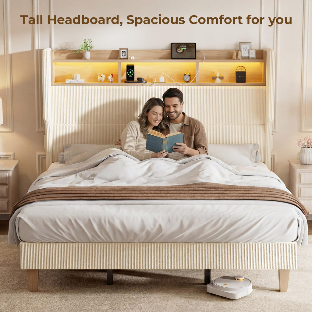 Queen Size Bed Frame with Tall Headboard P53404