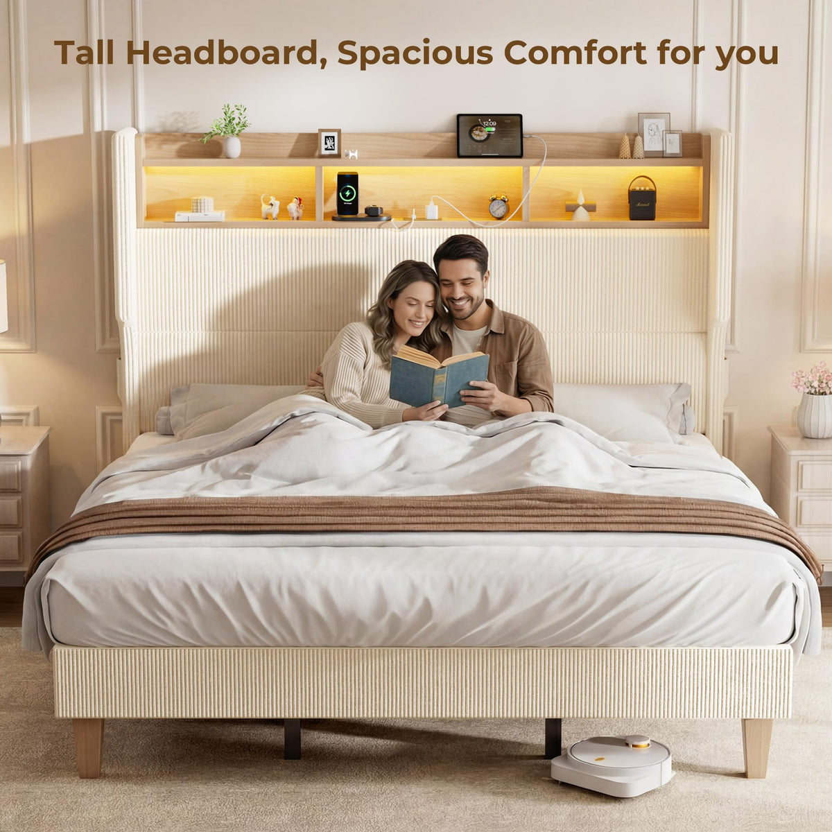 Queen Size Bed Frame with Tall Headboard P53404