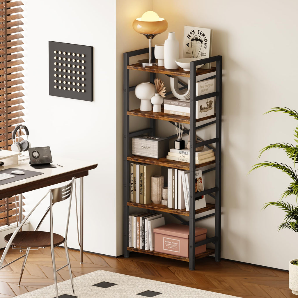 5 Tier Wood and Metal Bookshelf B3117
