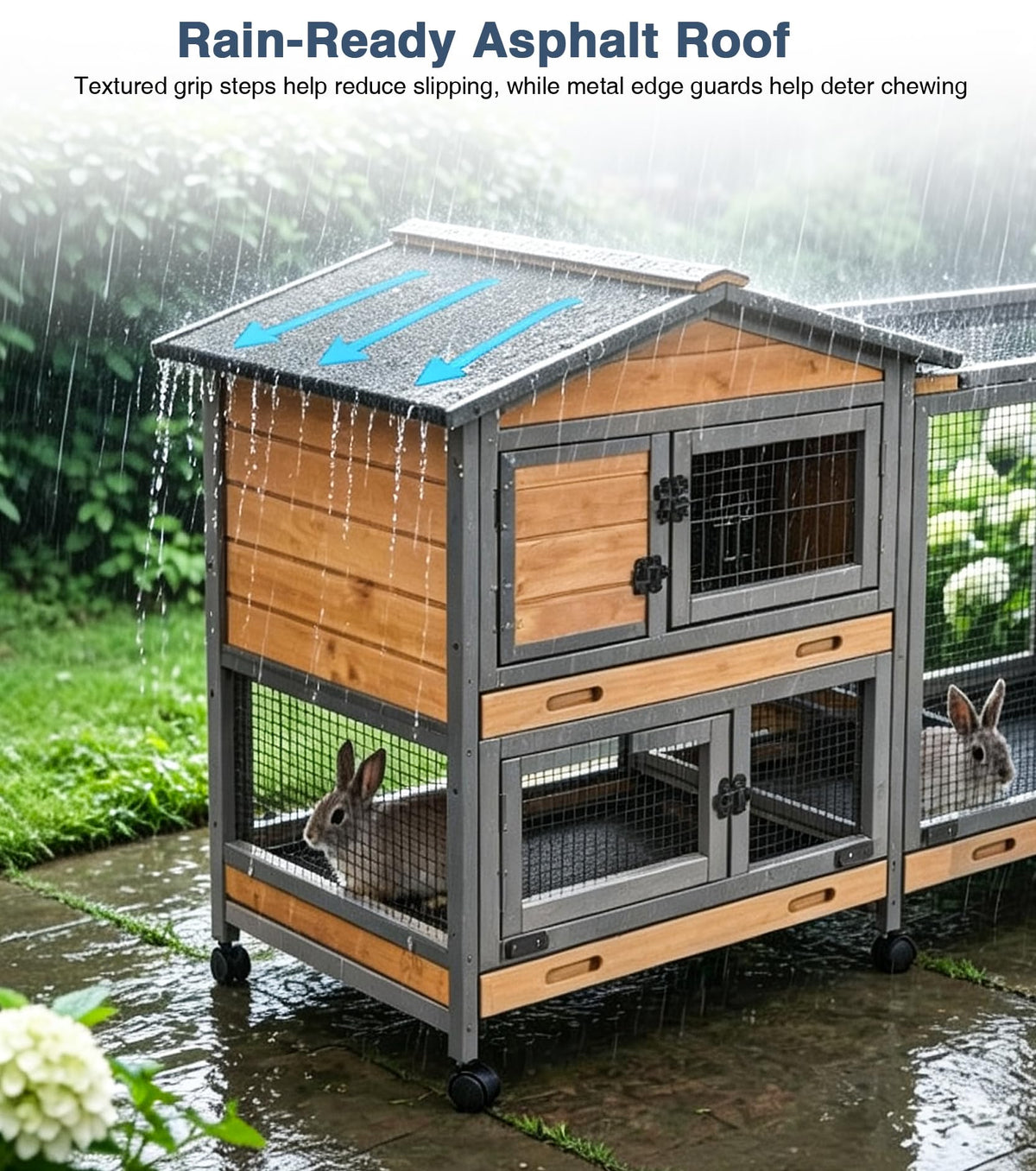 Extra Large Wooden Rabbit Hutch on Wheels R6323