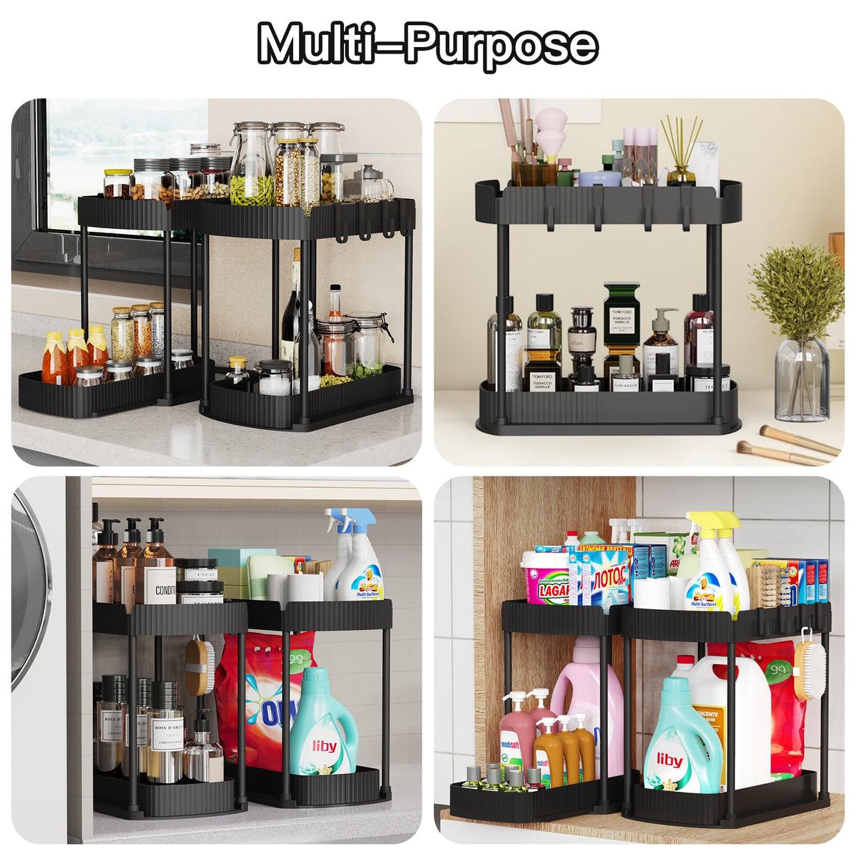 2 Packs Under Sink Pull-Out Storage Organizers W752