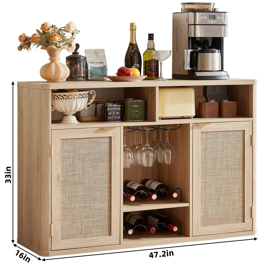 Rattan Wine Bar Cabinet with Storage T4250