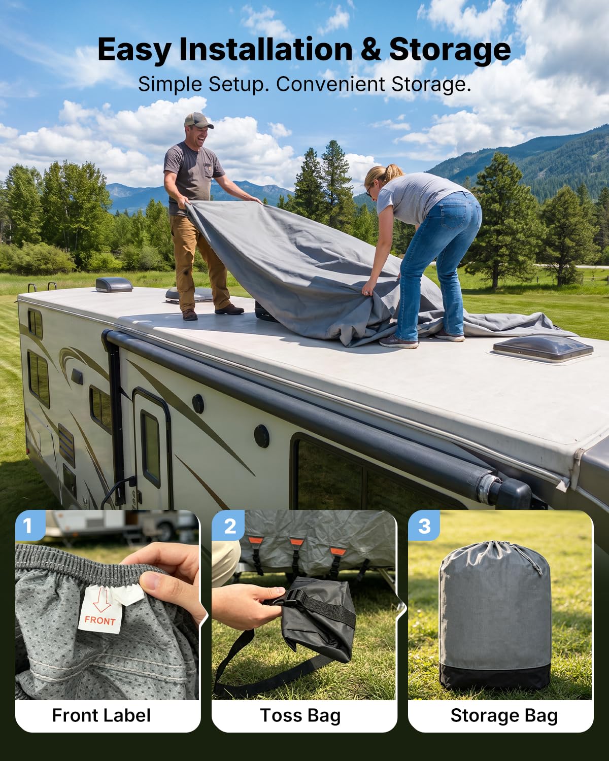 14-16FT Heavy Duty Rip-Stop RV Cover with Storage Bag T606938