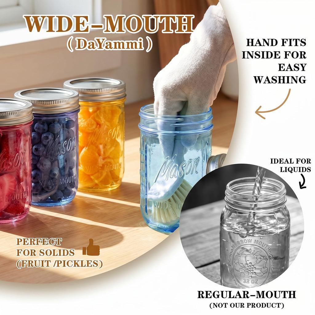 12 Pack 16 oz Wide Mouth Mason Jars with Lids H720