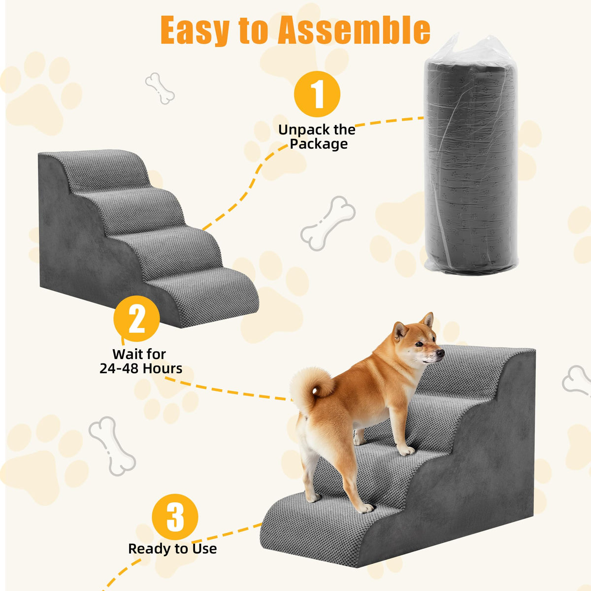 4-Step Grey Dog Stairs S263