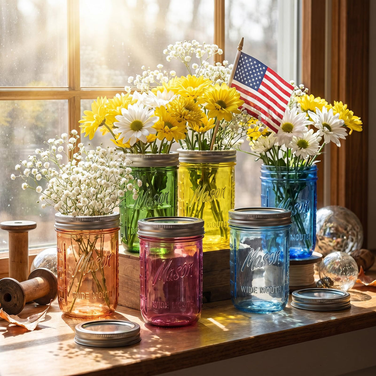 12 Pack 16 oz Wide Mouth Mason Jars with Lids H720