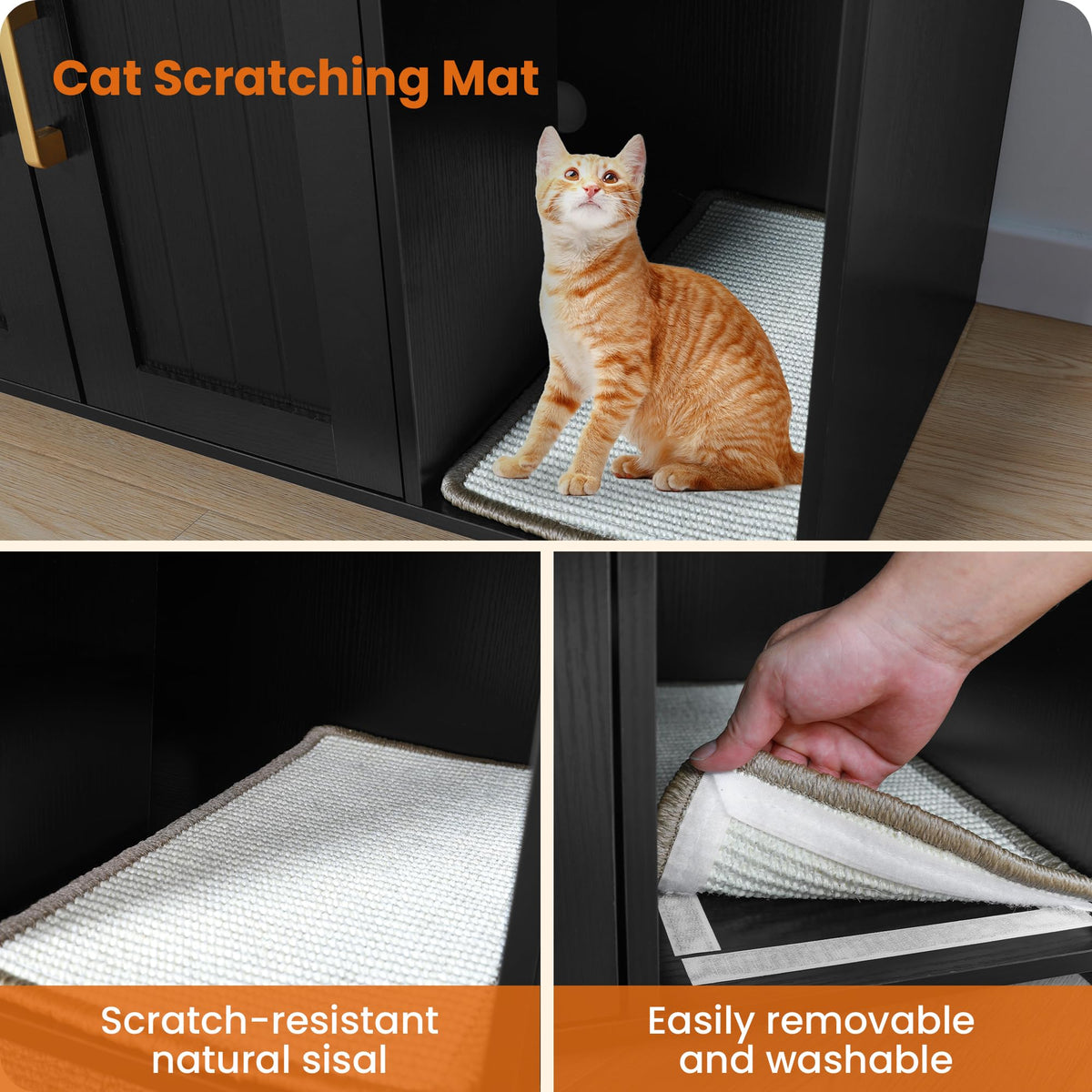 Cat Litter Box Enclosure with Scratching Mat J236