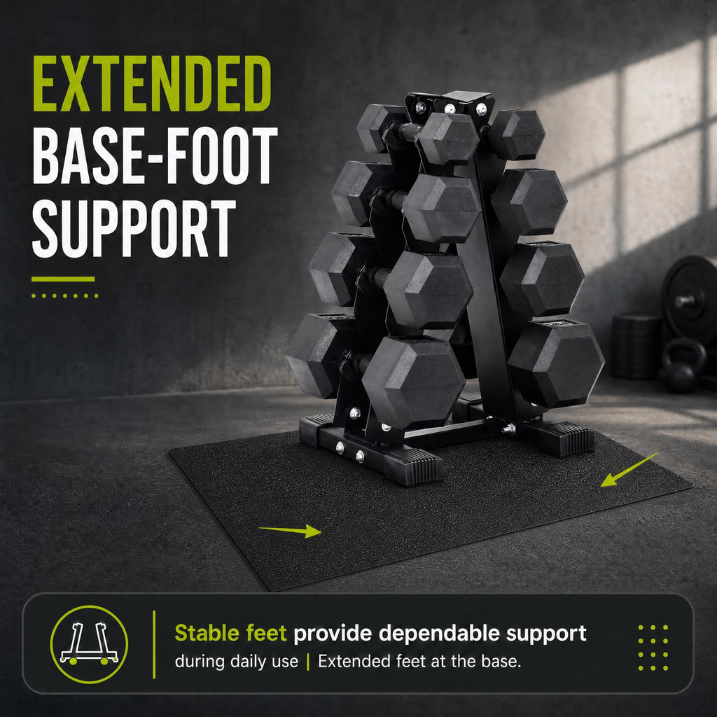 Rubber Coated Hex Dumbbell Weight Set with Rack G66159