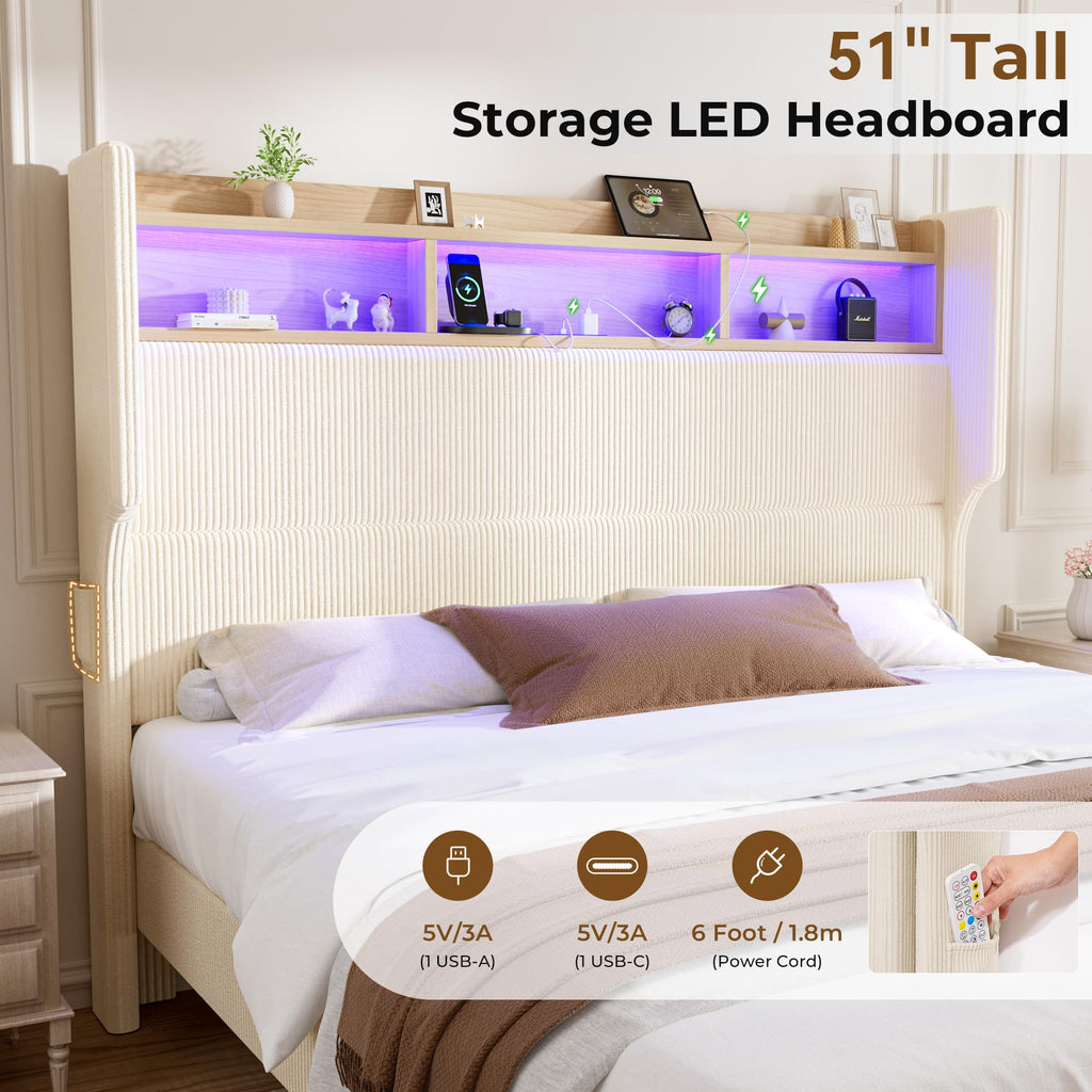 Queen Size Bed Frame with Tall Headboard P53404