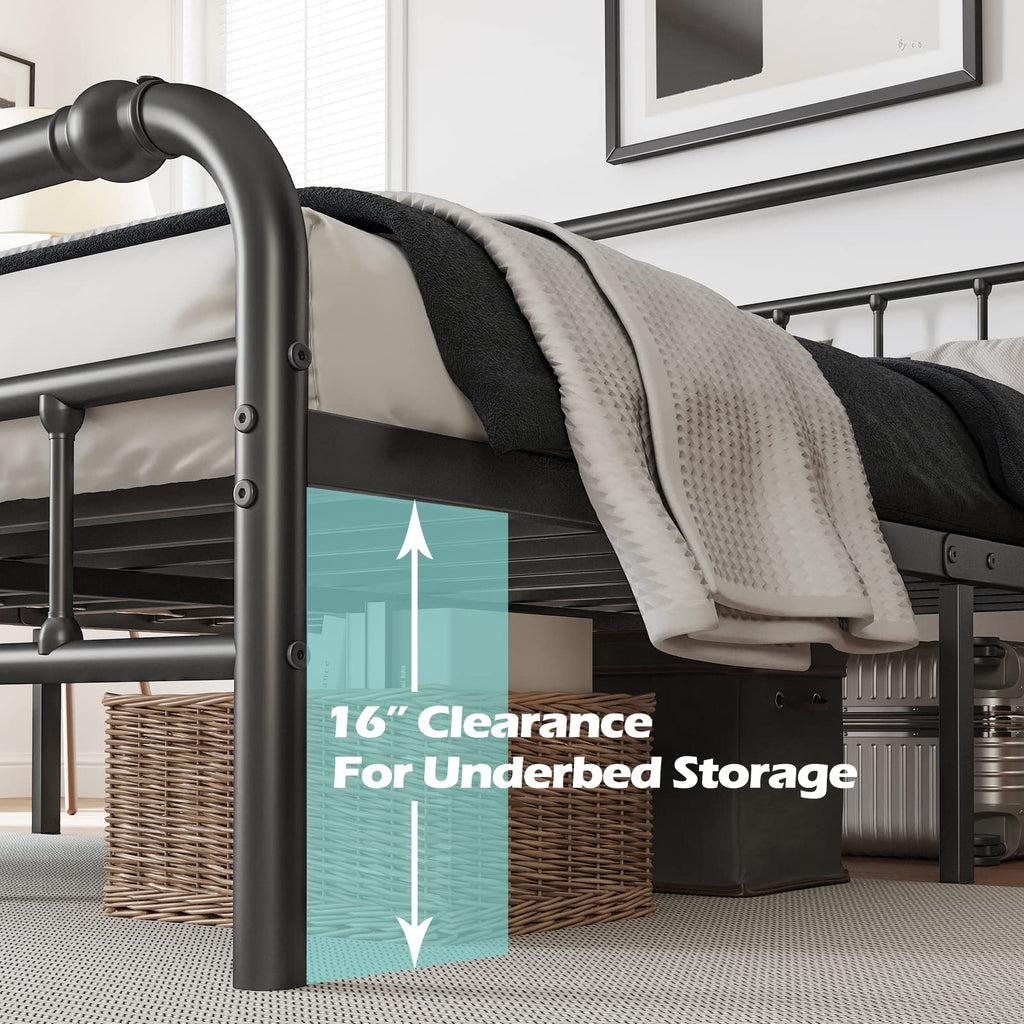 Full Size Metal Bed Frame with Iron Headboard Y175267