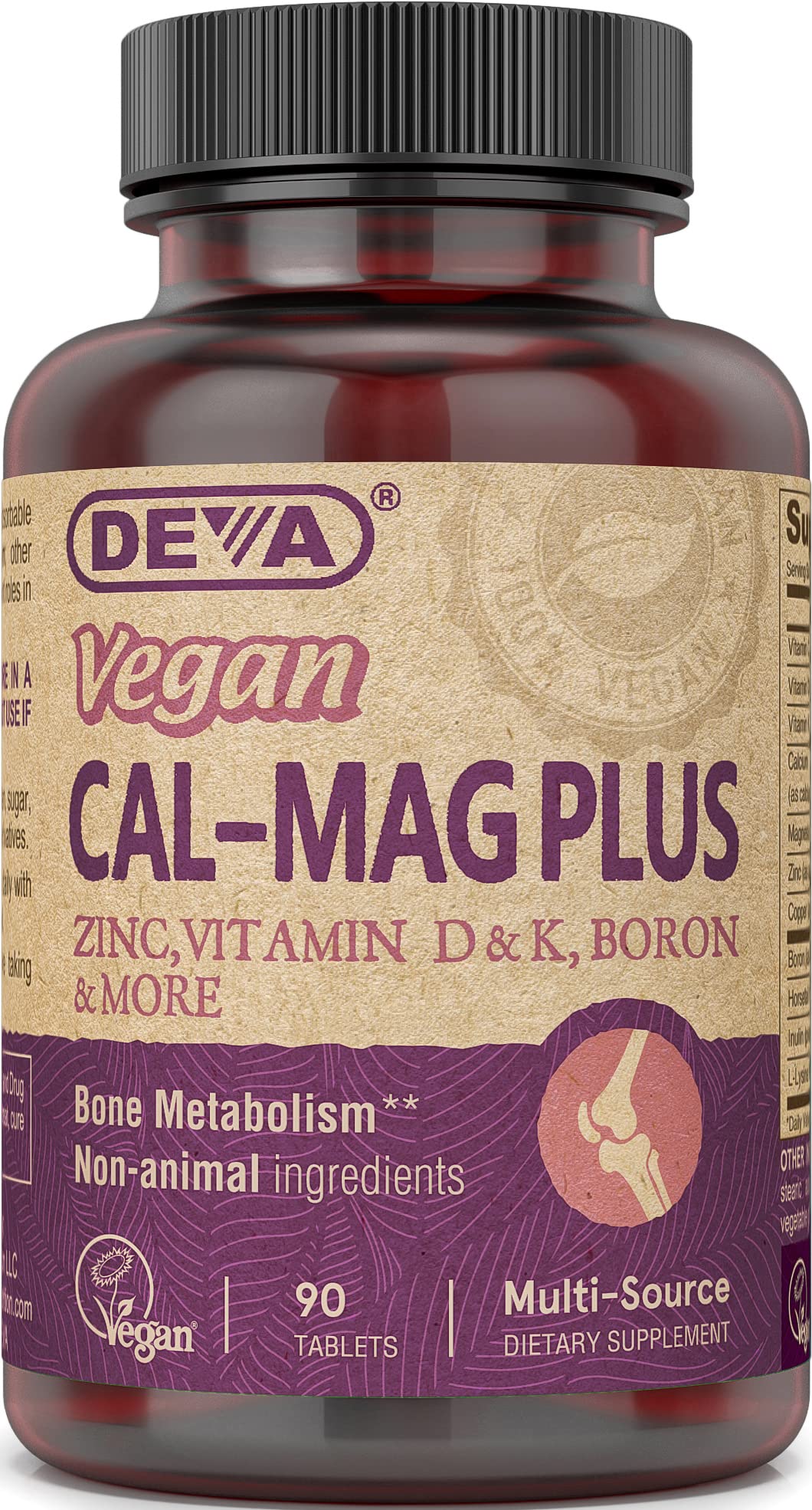 Vegan Calcium Magnesium Supplement with Zinc 90 Tablets T54968