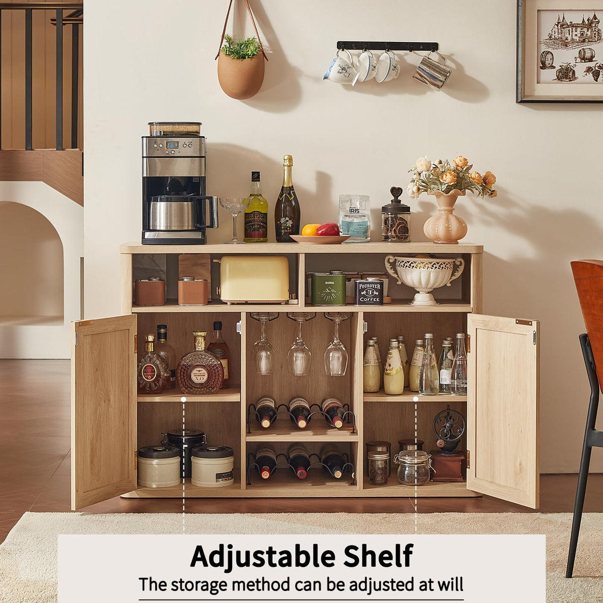 Rattan Wine Bar Cabinet with Storage T4250