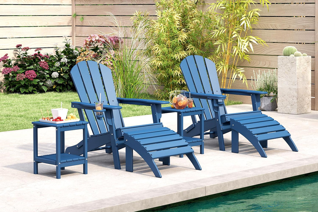 Folding Adirondack Chairs Set of 4 Blue HDPE Plastic P9014