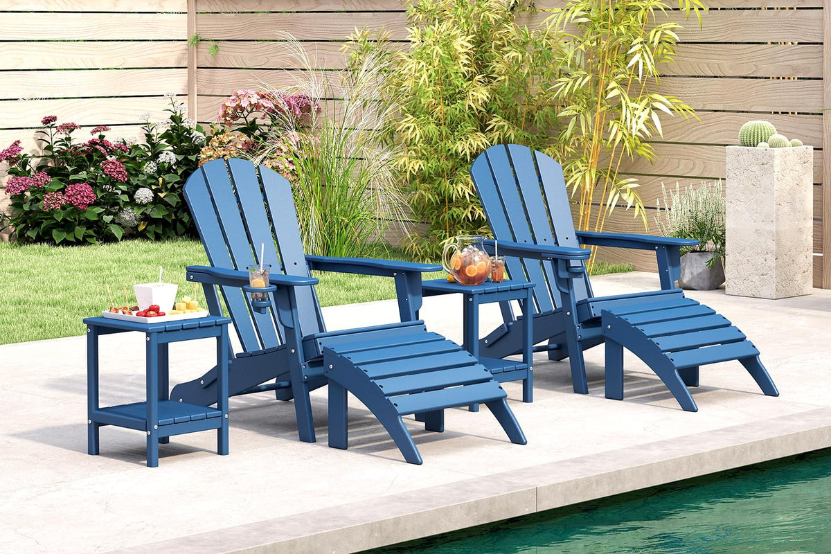 Folding Adirondack Chairs Set of 4 Blue HDPE Plastic P9014