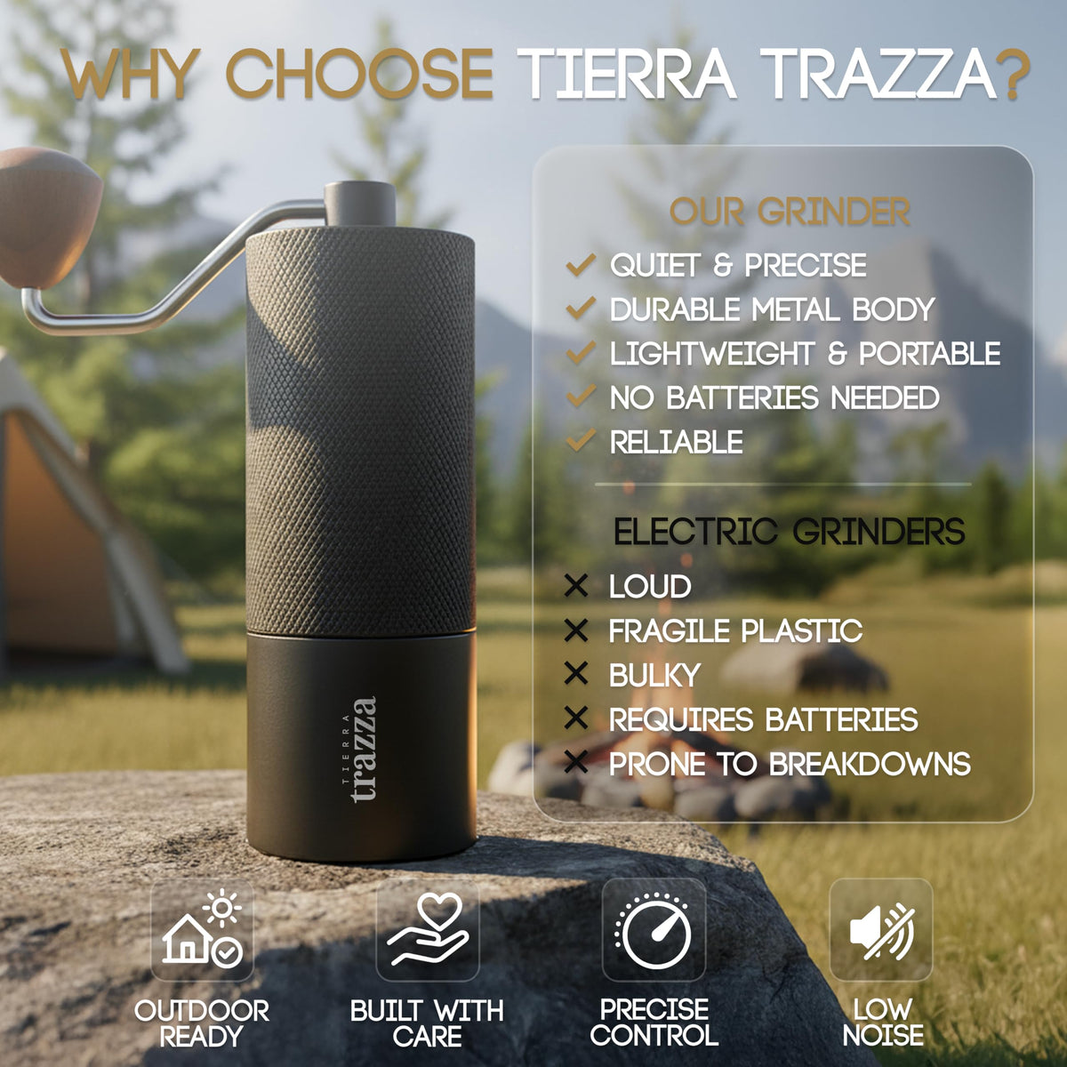 Conical Burr Manual Coffee Grinder with Stainless Steel Burrs T43388