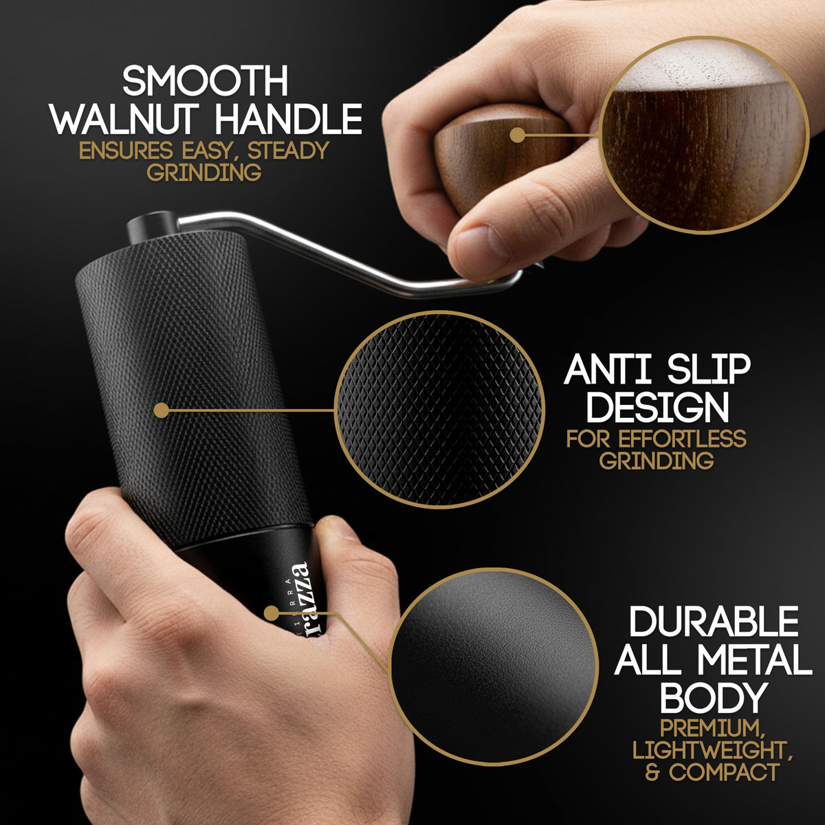 Conical Burr Manual Coffee Grinder with Stainless Steel Burrs T43388